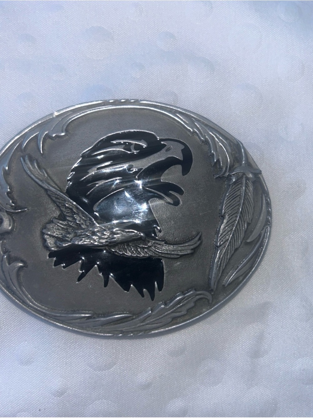 Vintage 2001 Siskiyou V-3 Eagle Silhouette Antique Buckle USA  Pewter Tone Alloy